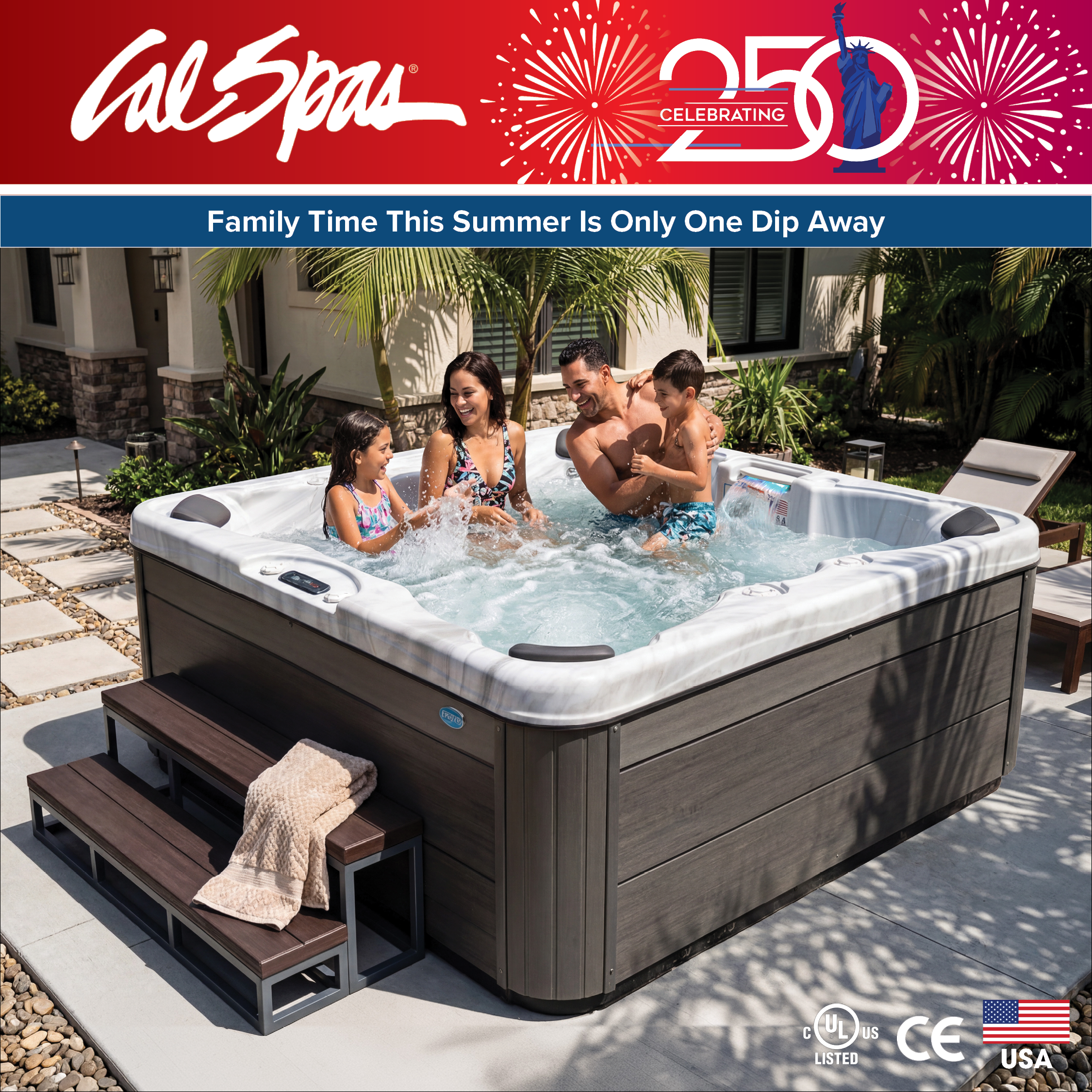 Calspas hot tub being used in a family setting - Greenville